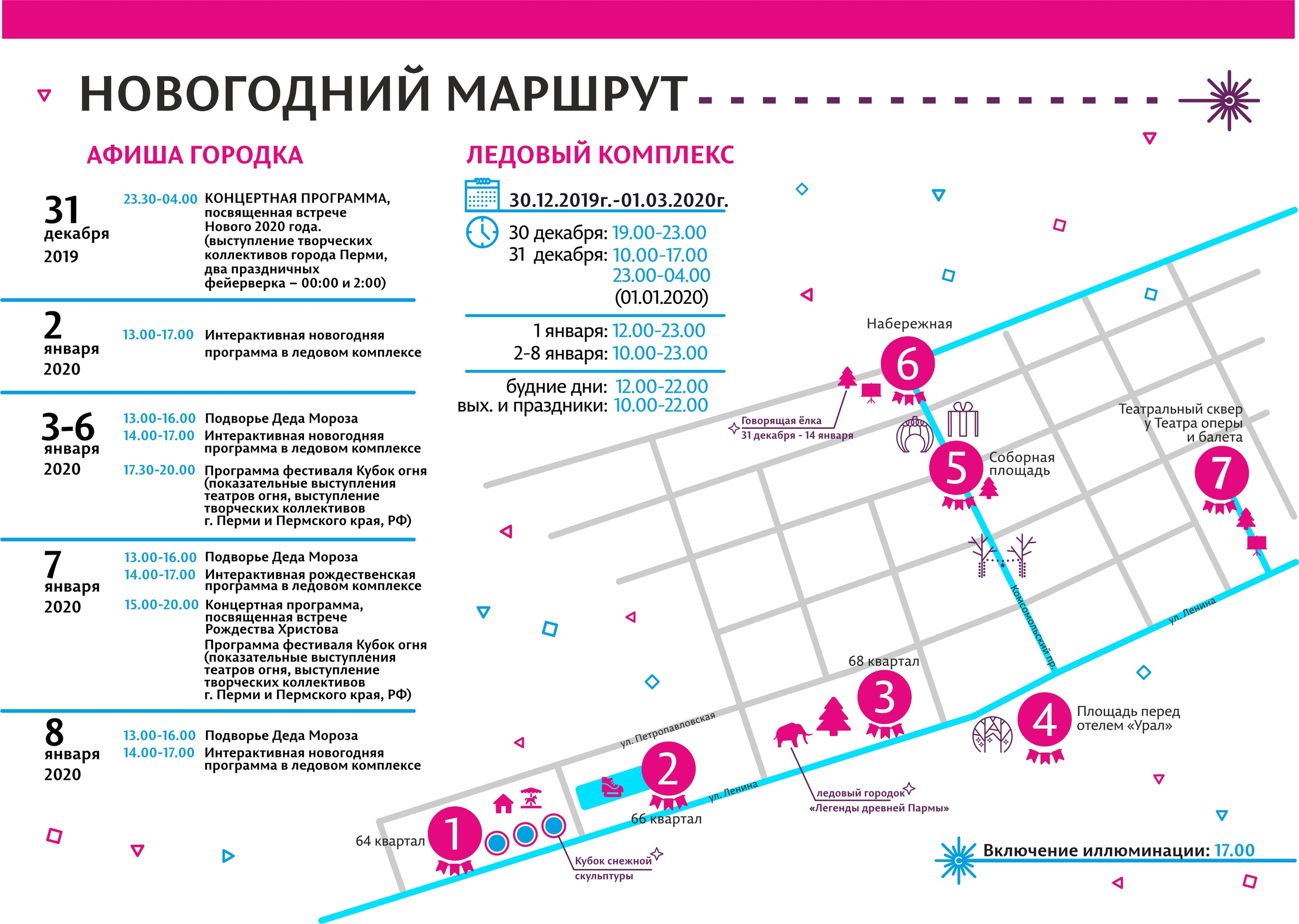 Карта москва новый год. Новогодний маршрут. Новогодний маршрут Пермь. Новогодний маршрут 2020. Новогодние маршруты по Перми.