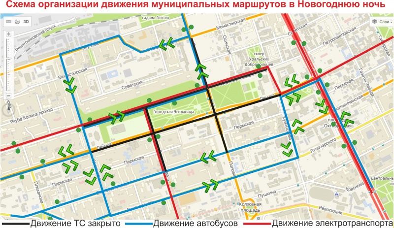 Схема организации движения маршрутов транспорта в Новогоднюю ночь