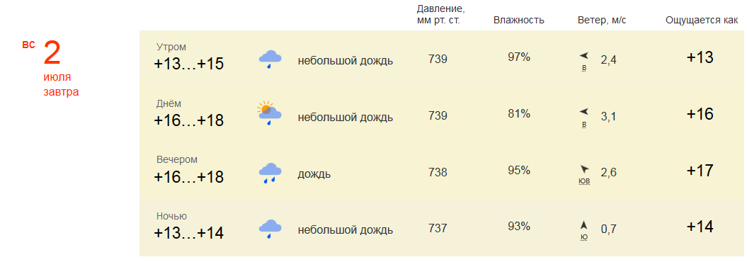 Завтра дождь днем